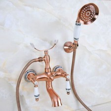 Antique Red Copper Bathroom Tub Faucet Hand Spray Shower Mixer Water Tap 2na379