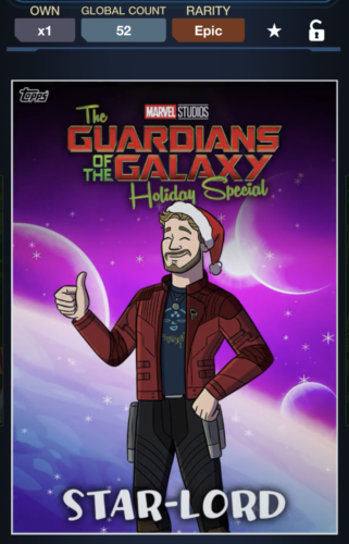 Topps Marvel Collect! Star-Lord 2022 Guardians Holiday Special Character EPIC - Picture 1 of 2