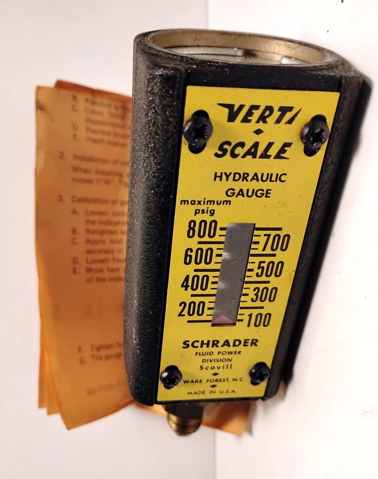 Schrader Bellows 608-0010 VERTI-SCALE 100-800 psig Hydraulic Pressure Gauge - Image 4 of 4