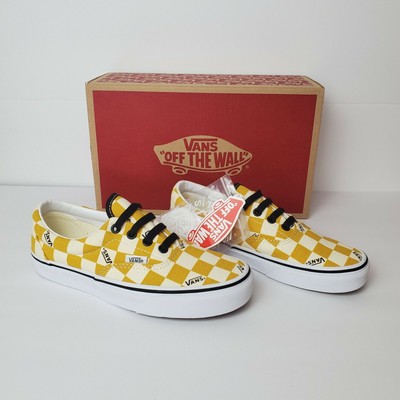 womens vans yellow checkerboard