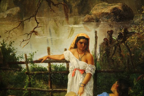 Large 19th Century Cuban Painting Cuadras Gipsies encampment Antique - Picture 5 of 23