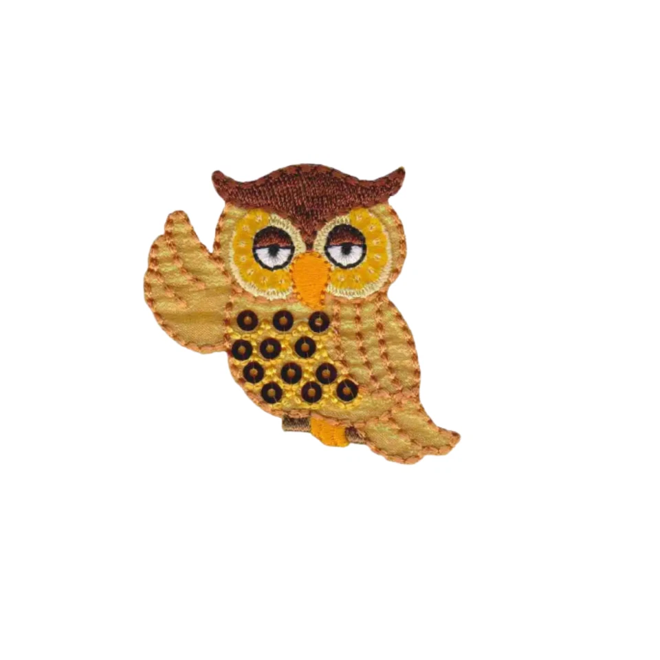 Búho brillante con lentejuelas (paquete de 2) hierro en parche Foto 2 de 4