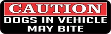 10in x 3in Dogs in Vehicle May Bite Vinyl Sticker Car Truck Vehicle Bumper Decal