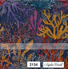 (2134) TWO Individual Paper LUNCHEON Decoupage Napkins - SEAWEED OCEAN SEA CORAL