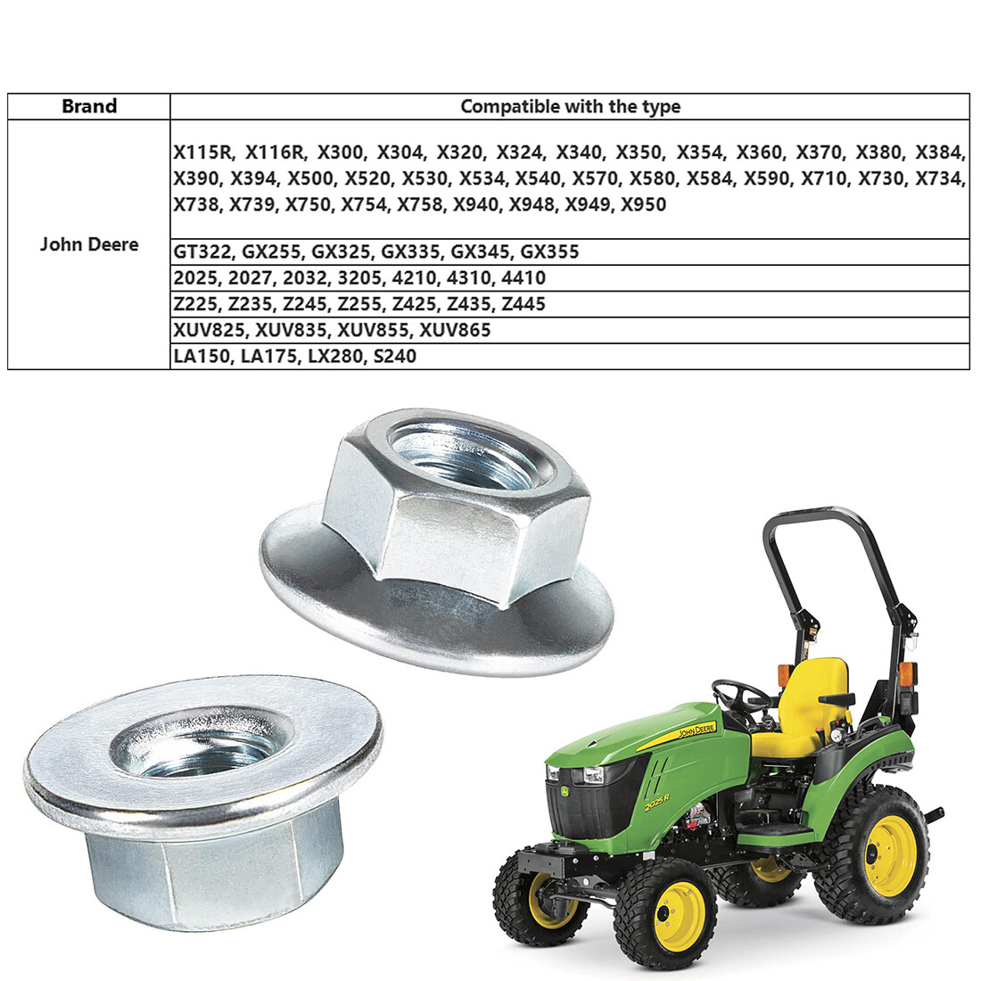 M142955 Lock Nut Set For John Deere 2025 4210 GT322 GX255 LA150