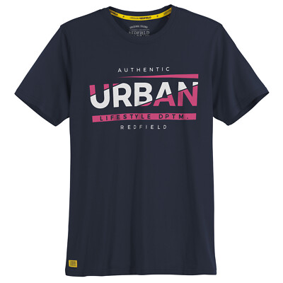 Redfield T-Shirt Übergröße navy Print Authentic Urban