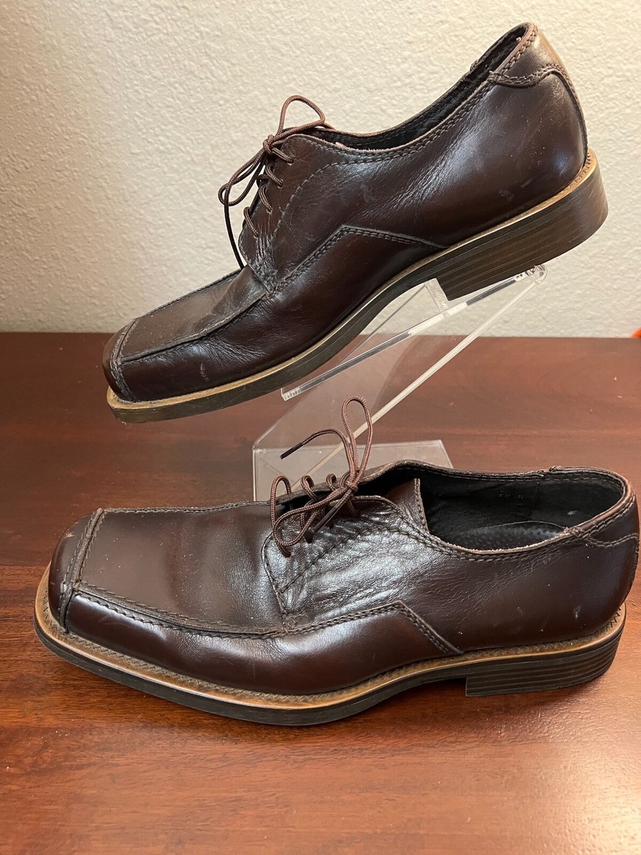 Skechers Mens Brown Leather Bicycle Toe Oxford Lace Up Dress 