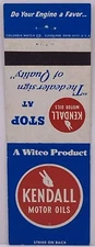 Kendall Motor Oils, Do Your Engine A Favor, Matchbook Cover