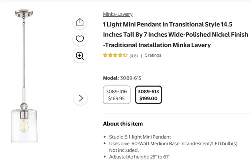 Minka Lavery 3089-613 Studio 5 - 1 Light Mini Pendant in Transitional Style - - Picture 2 of 2