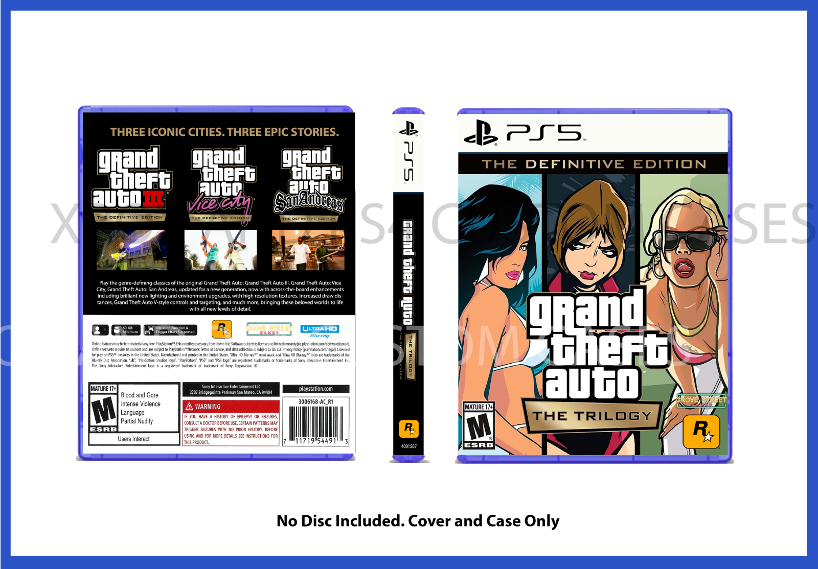 Grand Theft Auto The Trilogy Switch Empty Case + Original Box Art Sleeve  ONLY