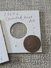 1864 L On Ribbon Indian Head Penny Cent AG Pointed Bust
