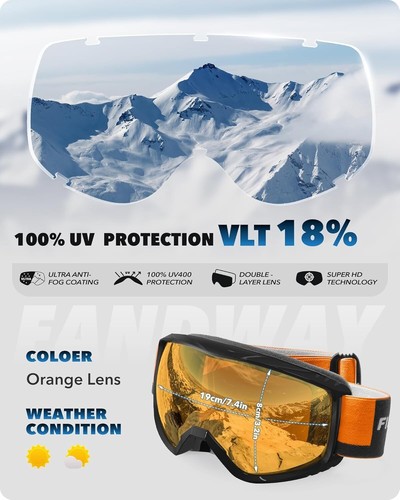 Adjustable OTG Ski Goggles with 100% UV Protection - Ideal for Glasses Wearers - Picture 5 of 9