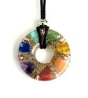 Orgone donut pendant necklace Seven Chakra stones and Copper beads. Madein USA