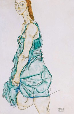 Egon Schiele ''Upright Standing Woman'' austrian german impressionist portrait