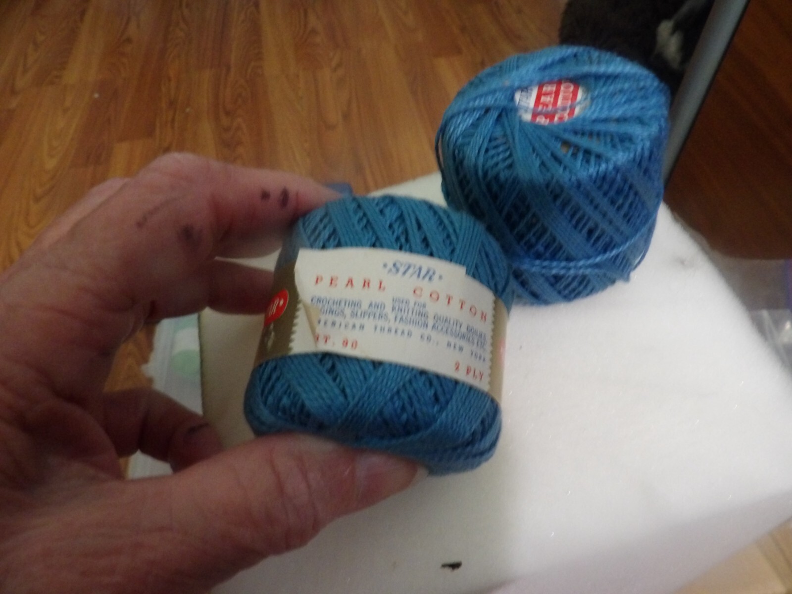 Vintage lot of 2 STAR PEARL COTTON CROCHET THREAD.. 5 50 YDS EA; 2 PLY