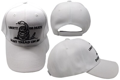 Liberty or Death Don't Tread On Me Tea Party White Baseball Hat Cap PREMIUM