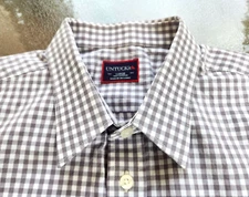 UNTUCKIT  SHIRT, Men's LARGE (16.5 x 34) Gray & White PLAID, Excellent