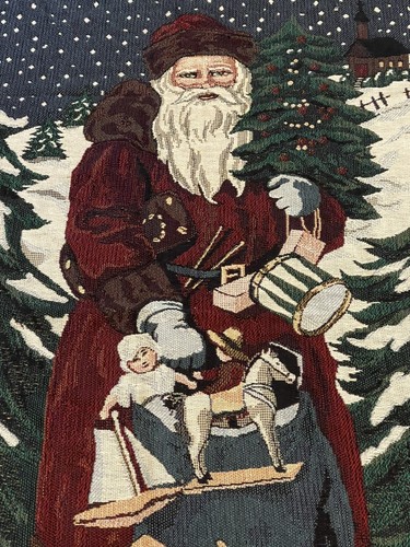 Vintage Goodwin Weber Decke Überwurf Santa Weihnachten Urlaub Wandteppich 69”x45” - Bild 3 von 11