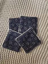Set of 4 handmade make-up remover pads Terry Cloth washable, Navy Blue With Star