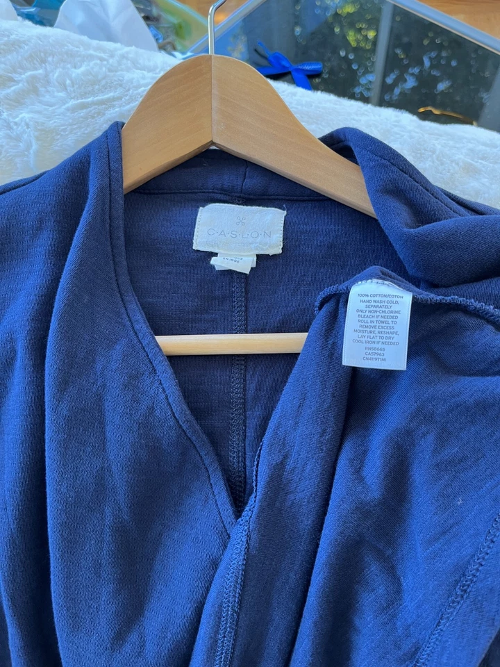 Caslon Drape Collar Open Front Knit Blazer Women Blue Size XS PreOwned - Image 2 of 3