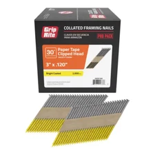 3 In. X 0.120 In. 30° Paper Collated Bright Coated Smooth Shank Clip-Head Framin
