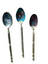 Vintage Colourful Gold tea Spoons X 3 Deceased Estate Switzerland Tea  little