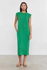 VELVET By Graham &Spencer Lane Cotton Slub Sleeveless Midi Dress Marsh S $179 H7