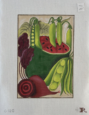Renaissance Designs Handpainted Needlepoint Canvas Garden Veggies 13meh 10.5x7