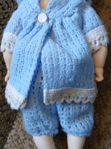 Vintage Jolly Toys Doll Blue 12 in Knitted Outfit - Picture 9 of 12