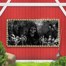 Scary Skeleton Creepy Halloween Banner