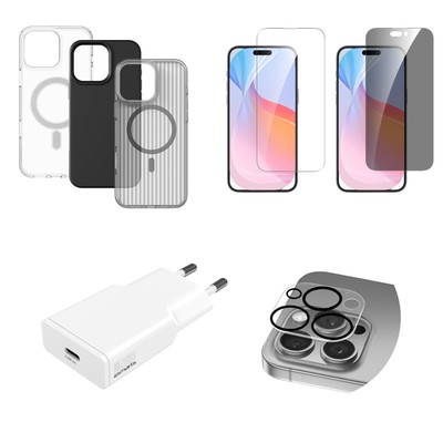 4smarts 7in1 Value Set Apple iPhone 16 Pro transp. Cover Folien Lader NEU