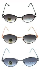 Men's Women's True Vintage all metal round shape Aviator Sunglasses Black Lenses