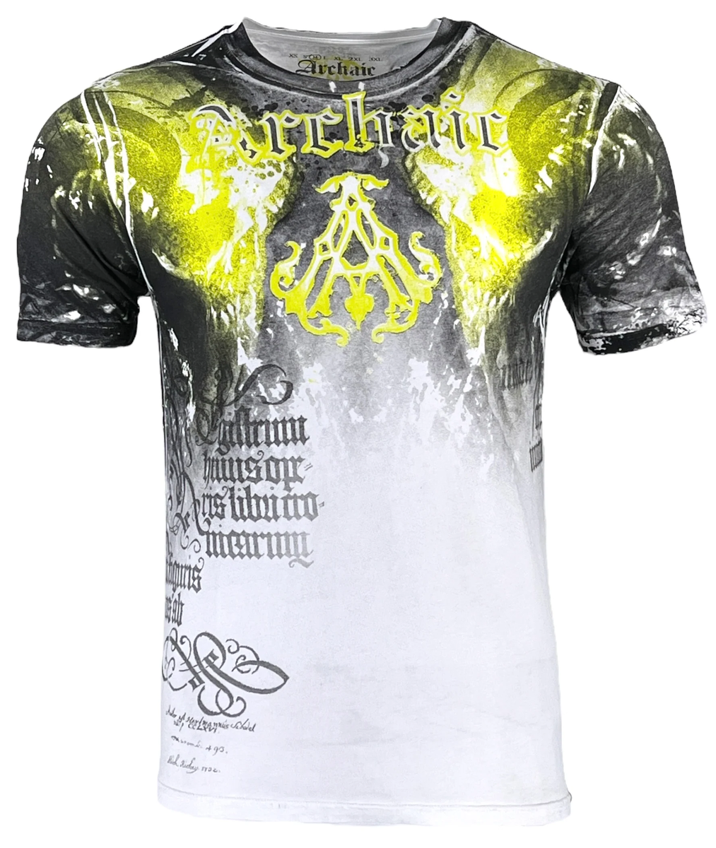 Archaic by Affliction Men's T-Shirt Nightwatcher Skull Cross Biker