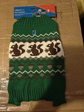 Vibrant Life Dog Green Squirrel Pet Winter Sweater S 10-20LB Fall St Patrick Day