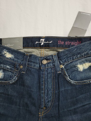 NEW 7 FOR ALL MANKIND THE STRAIGHT MODERN STRAIGHT COTTON DENIM JEANS 28x32 - Picture 2 of 5