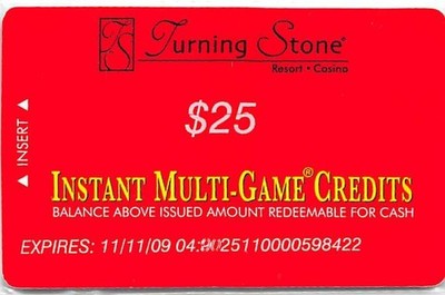 Turning Stone Casino - Verona, NY - XX15 Instant Multi-Game Credits/See Details