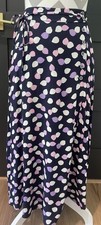Talbots Navy Cottagecore Skirt with Pink Lilac White Leaf Print Size 6