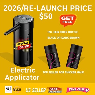 Hair Fiber Applicator Tool (Electric) + FREE 12g Fiber   Black or Dark Brown