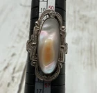 Vintage Art Nouveau Sterling Silver Blister Pearl Ring Size 7.5