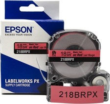 Genuine Epson LABELWORKS 218BRPX Black on Red 3/4" (18mm) Label Tape - 218BRPX
