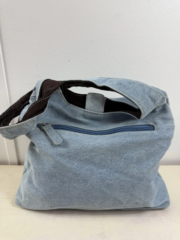 Bolso de Hombro Kenneth Cole Reaction De Colección Cartera Mujer Denim Jean Hobo Cremallera Y2K Foto 3 de 4