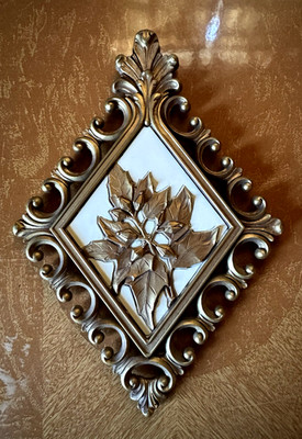 Vintage 1980 Dart Ind Gold Ivory Diamond Shaped Home Wall Decor~438