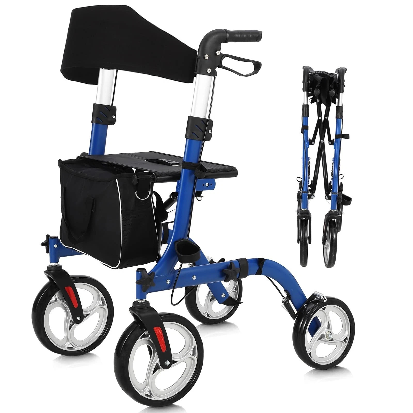 Walker for Seniors, Rollator Walker with Seat, 12" Rubber Wheels All Terrain ...