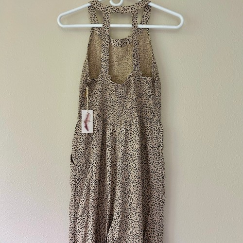 New Jessica Simpson jumpsuit tank jumper pants wide leg animal print Mobwife M - Picture 8 of 15