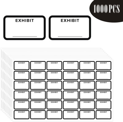 1000 Pcs Legal Exhibit Labels 1.73 X 1 Inches White Exhibit Labels Stickers, Exh