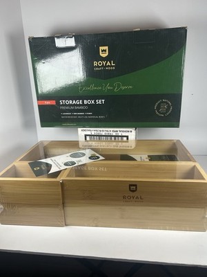 Luxury Bamboo Drawer Organizer Storage Box, Bin Set - 8 Boxes, Natural 