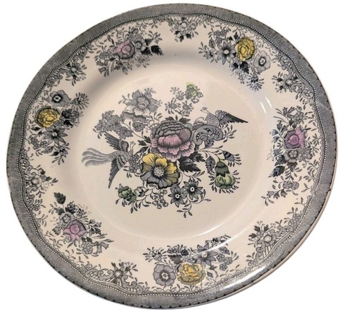 Vintage Transferware Dinner Plate Asiatic Black Pheasant Norsk Flint Egersund - Picture 9 of 12