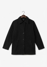 Vintage EXIT Black Fleece Peacoat Mens M L 28" Long Button Coat Made in USA