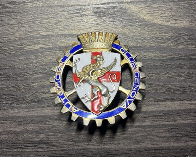 VINTAGE ENAMEL RADIATOR CAR CLUB BADGE # AUTOMOBILE CLUB GENOVA ITALY
