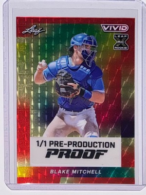 2023 Leaf Vivid Baseball Blake Mitchell Super Prismatic Gold Red Proof 1/1